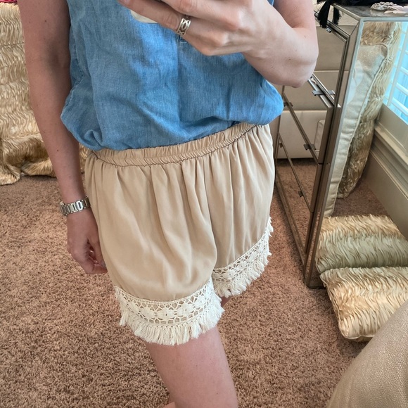 Nude Neutral Tassel Boutique Shorts - Picture 6 of 8